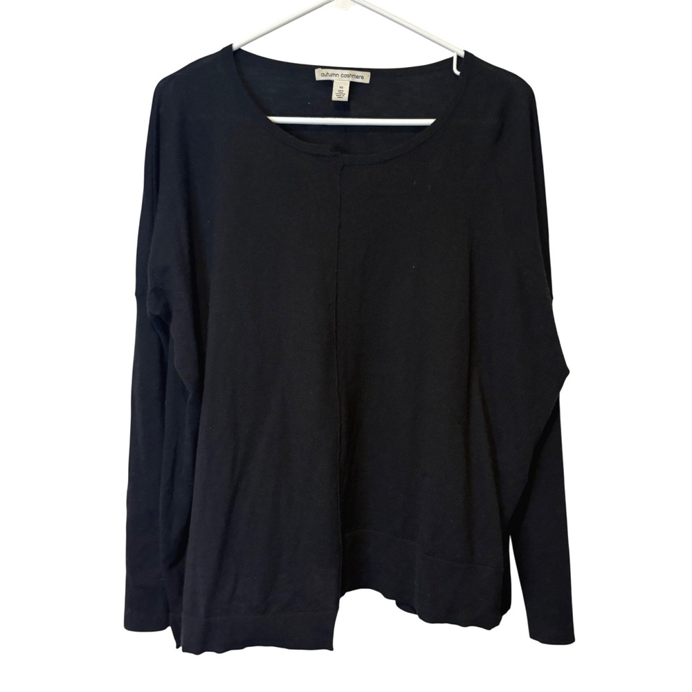 autumn cashmere Black 100% Pure Cashmere Crew Neck Long Sleeve Sweater XS